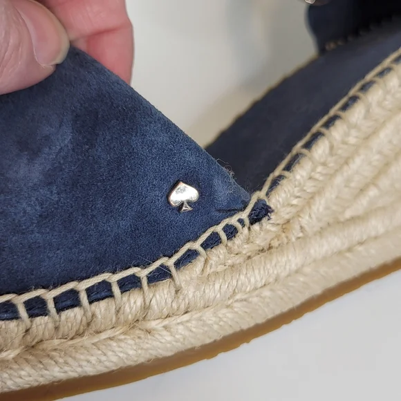 Kate Spade Polly Suede Espadrille Wedge Sandals 10B Dark Blue - Picture 9 of 12